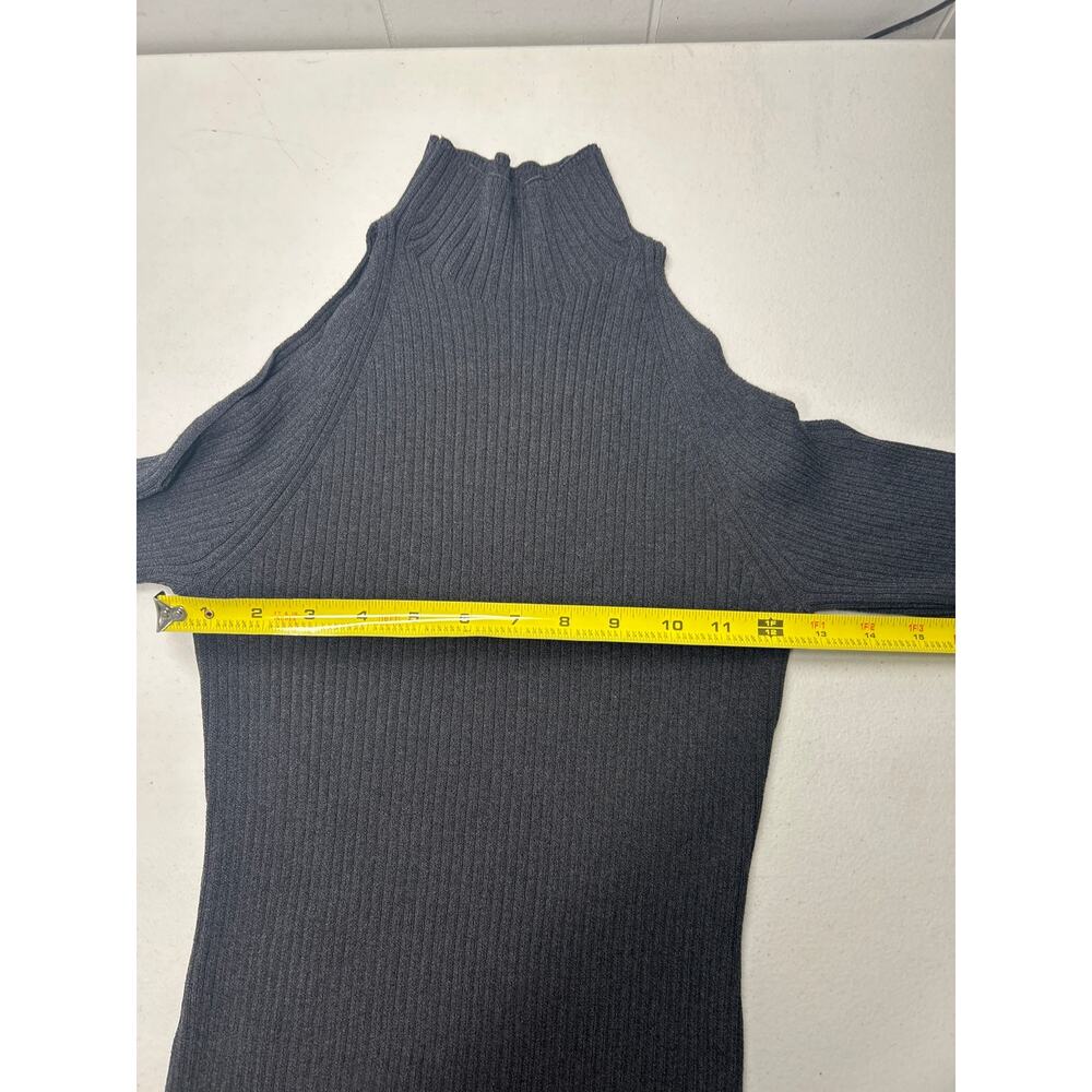 ASTR The Label Cold Shoulder Mock Neck Midi Ribbed Bodycon Grey Sweater Dress M - Picture 5 of 6